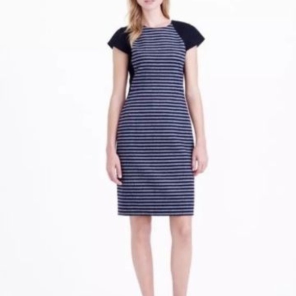 J Crew Double Stripe Tweed Colorblock Wool Dress Short Sleeve Womens Siz… - Picture 2 of 8